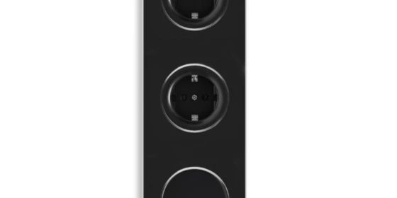 OneKeyElectro 2x Schuko-Steckdose + Lichtschalter einfach + elegantem Garda Glas-Abdeckrahmen 3fach, senktrecht, Schraubklemmen, 230V/16A, Schutzart IP20, gute Wärmebeständigkeit,  - schwarz ansehen
