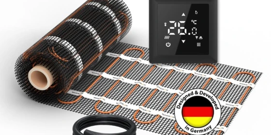 Еlektrische Fußbodenheizung für Fliesen: Zweiader-Heizmatte WARMON CLASSIC 150 W/m² mit Thermostat ТS 100 Smart WiFi Touch schwarz - 3 m² ansehen