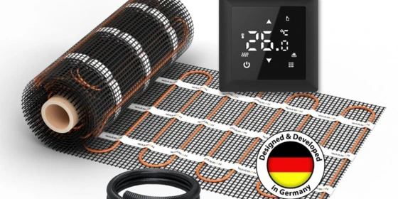 Еlektrische Fußbodenheizung für Fliesen: Zweiader-Heizmatte WARMON CLASSIC 150 W/m² mit Thermostat ТS 100 Touch schwarz - 3 m² ansehen